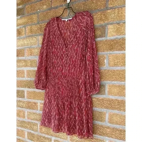 Veronica Beard Womens Priya pintucked printed silk-georgette mini dress Brick 2 - Picture 13 of 16